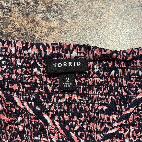 Torrid Dress Boho Romantic Grunge Academia Whimsigoth Goth Bold Blue Pink 2 2X - Picture 2 of 5